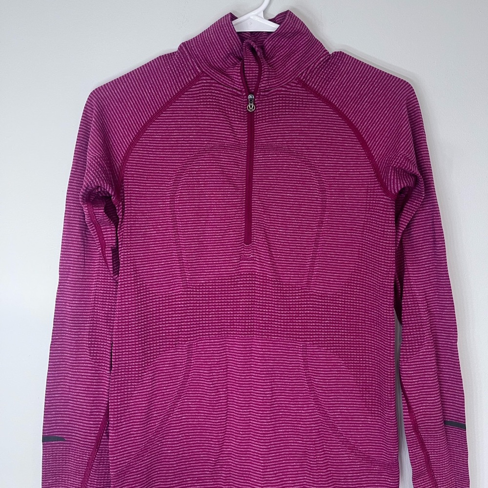 LULULEMON Swiftly red long sleeve quarter zip size 6